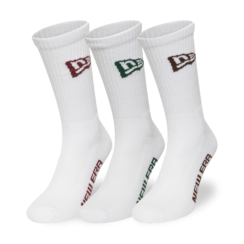 New Era Flag White 3 Pack Crew Socks 2-5