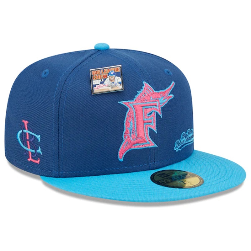 New Era MLB x Big League Chew  Florida Marlins Big Rally Blue Raspberry Flavor Pack 59FIFTY Fitted Hat