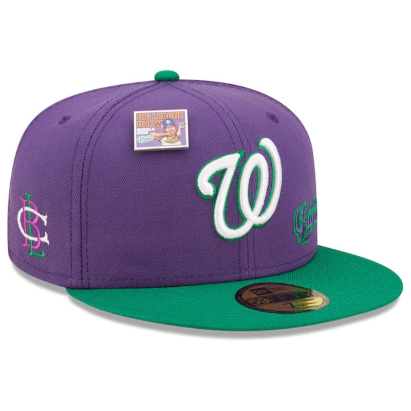 New Era MLB x Big League Chew  Washington Nationals Ground Ball Grape Flavor Pack 59FIFTY Fitted Hat – Purple/Green