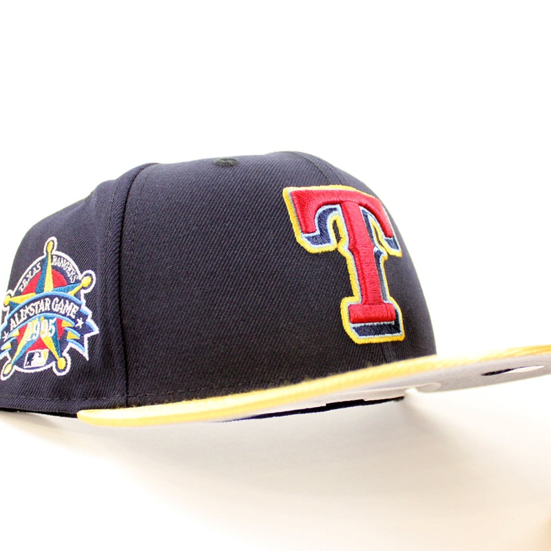 Texas Rangers 1995 All Star Game New Era 59Fifty Fitted Hat (Navy, Metallic Gold, Gray Under Brim) 7