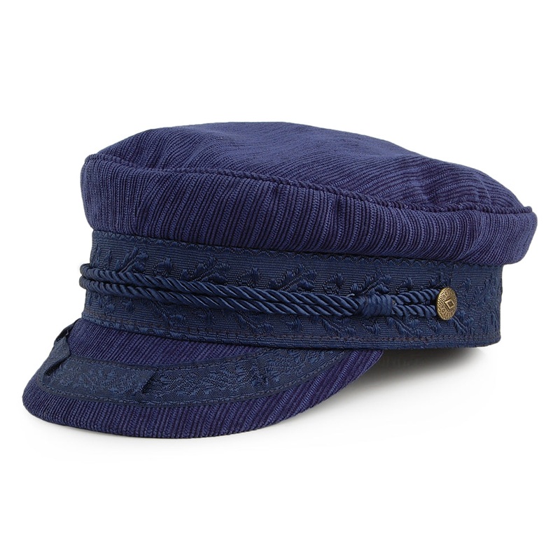 Brixton Hats Albany Ridged Fiddler Cap – Navy Blue Small-56cm