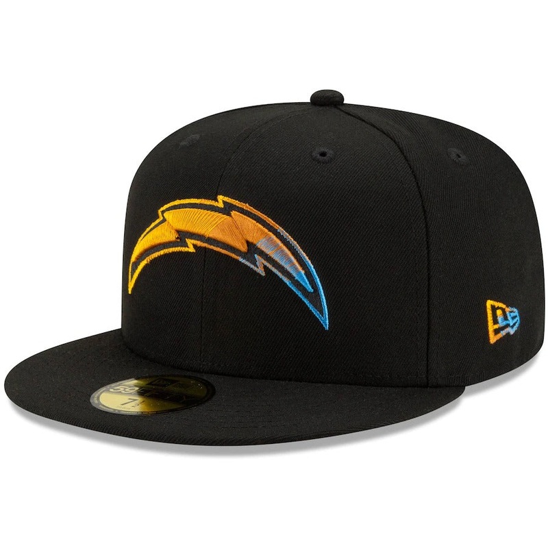 New Era Black Los Angeles Chargers Logo Color Dim 59FIFTY Fitted Hat