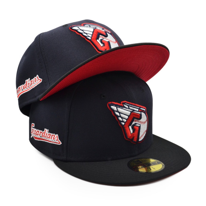 New Era Cleveland Guardians Navy Blue /Red UV 59FIFTY  Fitted Hat