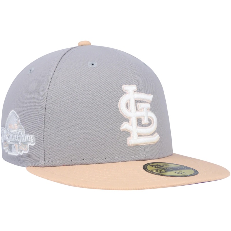 New Era St. Louis Cardinals Gray/Peach 2009 All-Star Game Purple Undervisor 59FIFTY Fitted Hat