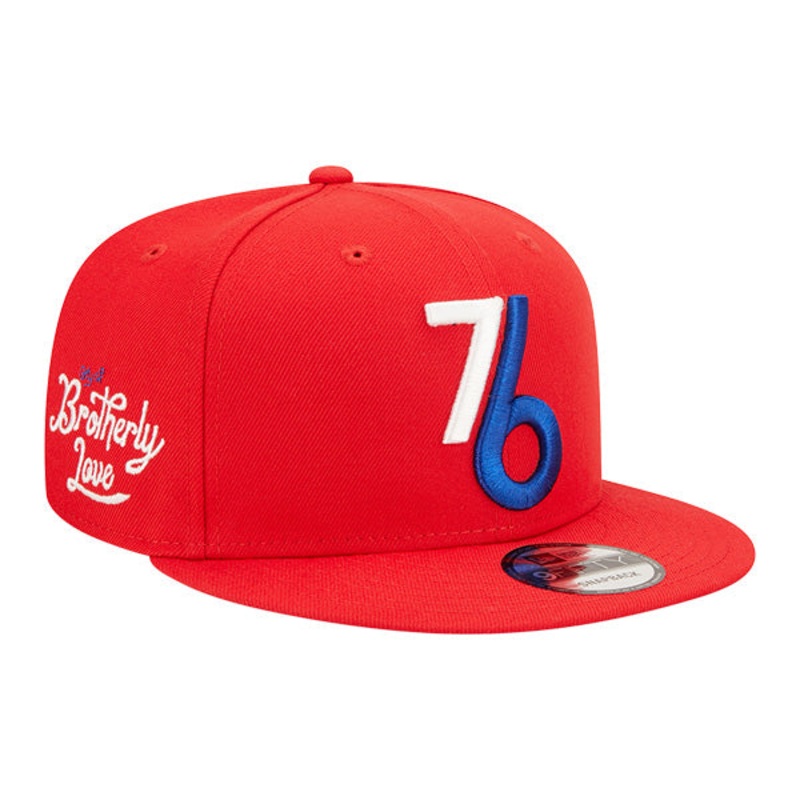 Philadelphia 76ers New Era NBA 2022-23 CITY EDITION Alternate 9Fifty Snapback Hat – Red/Blue