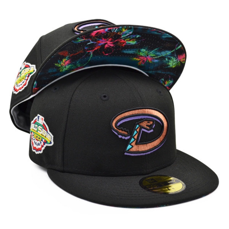 Arizona Diamondbacks 2001 World Series Exclusive New Era 59Fifty Fitted Hat – Black/Copper/Floral Bottom 8