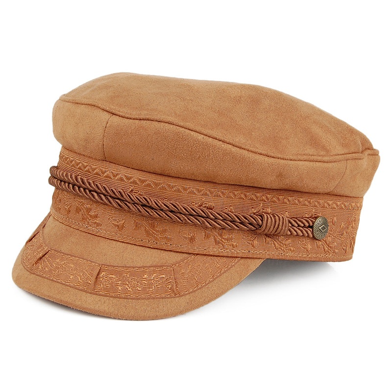 Brixton Hats Albany Faux Suede Fiddler Cap – Tan Small-56cm