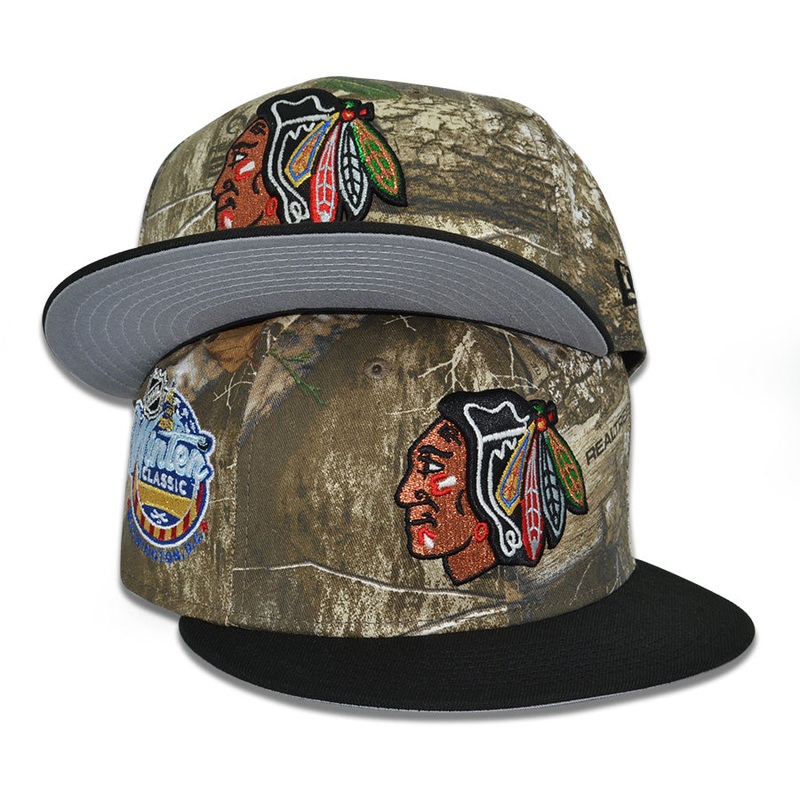 Chicago Blackhawks “BACKWOODS” Exclusive New Era 59Fifty Fitted Hat – Real Tree/Black 6 7/8