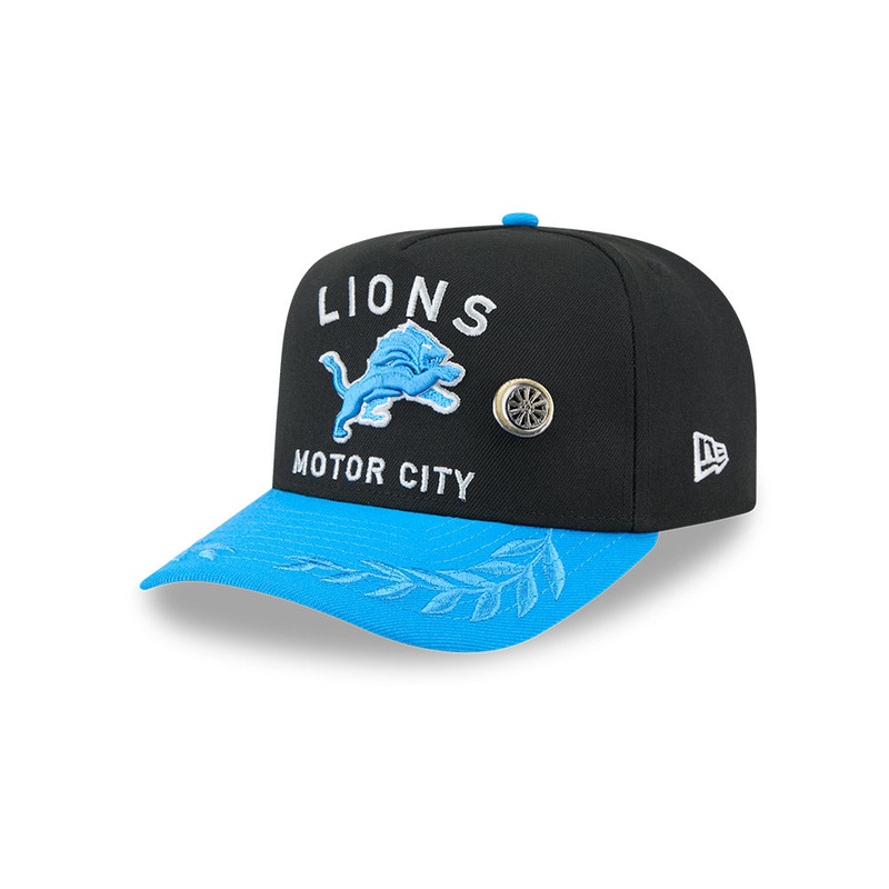 Detroit Lions New Era 2025 NFL Draft On Stage A-Frame 59FIFTY Fitted Hat – Black/Blue 6 7/8