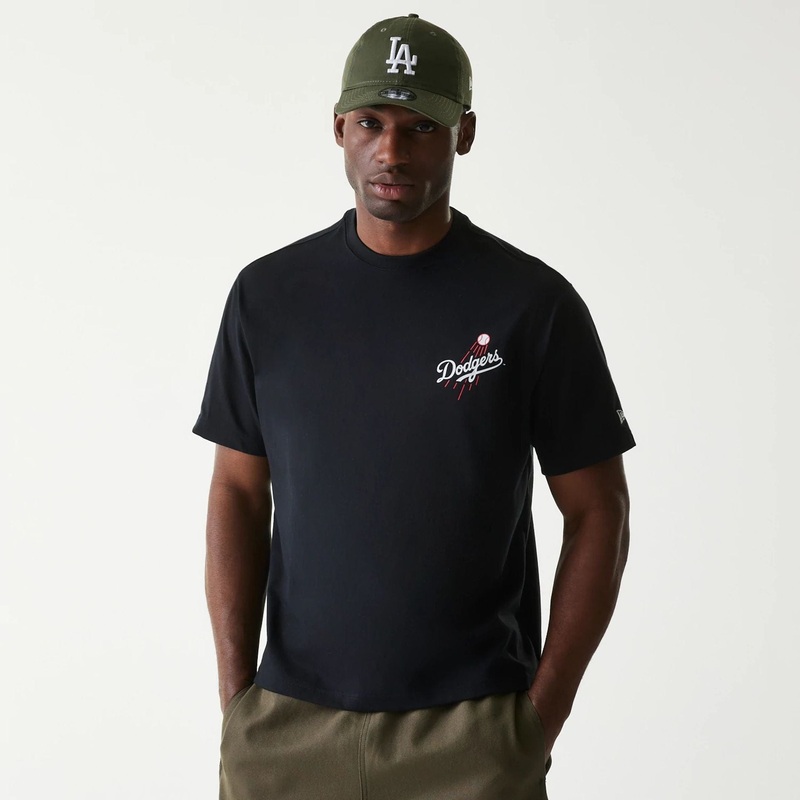 LA Dodgers MLB Cheering Food Black T-Shirt XS