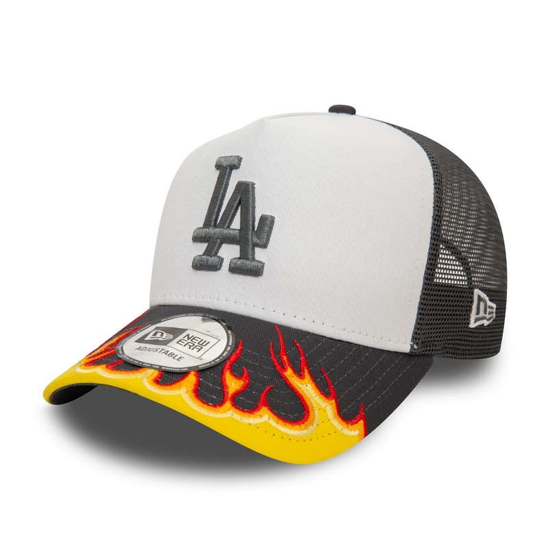 Los Angeles Dodgers E-Frame MLB Flame White/Black Trucker Cap One Size