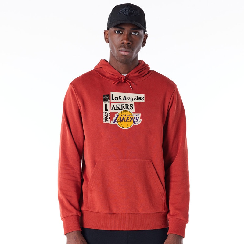 Los Angeles Lakers Newspaper Graphic Red Hoodie S