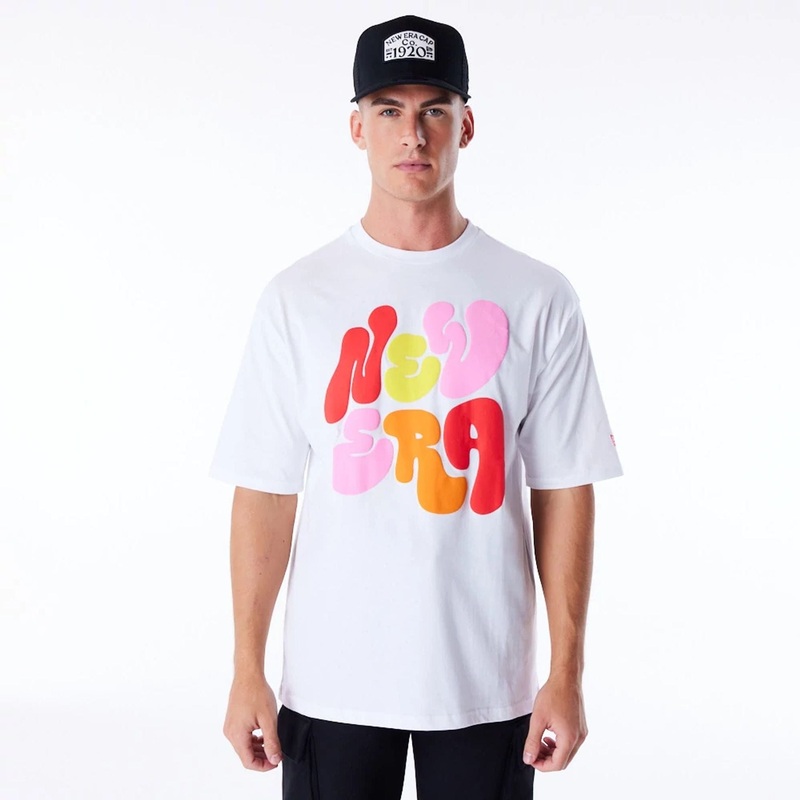New Era Font Graphic White Oversized T-Shirt XS