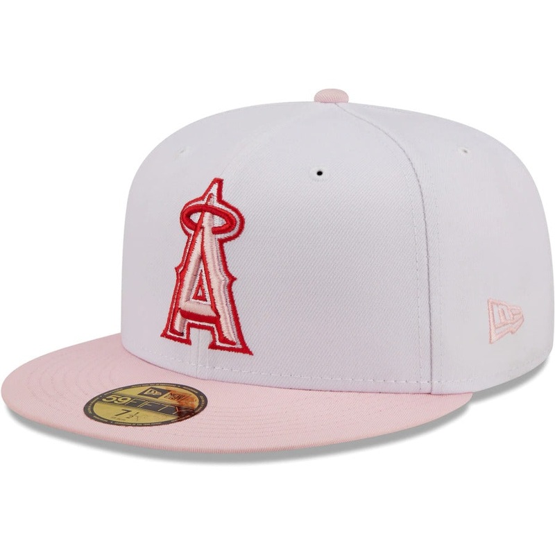 New Era Los Angeles Angels White/Pink Scarlet Undervisor 59FIFTY Fitted Hat