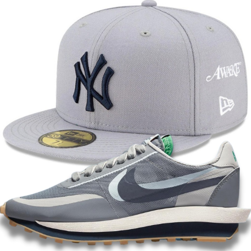 NY Yankees Gray Subway Series Fitted Hat w/ sacai x Clot x LDWaffle ‘Kiss Of Death 2’