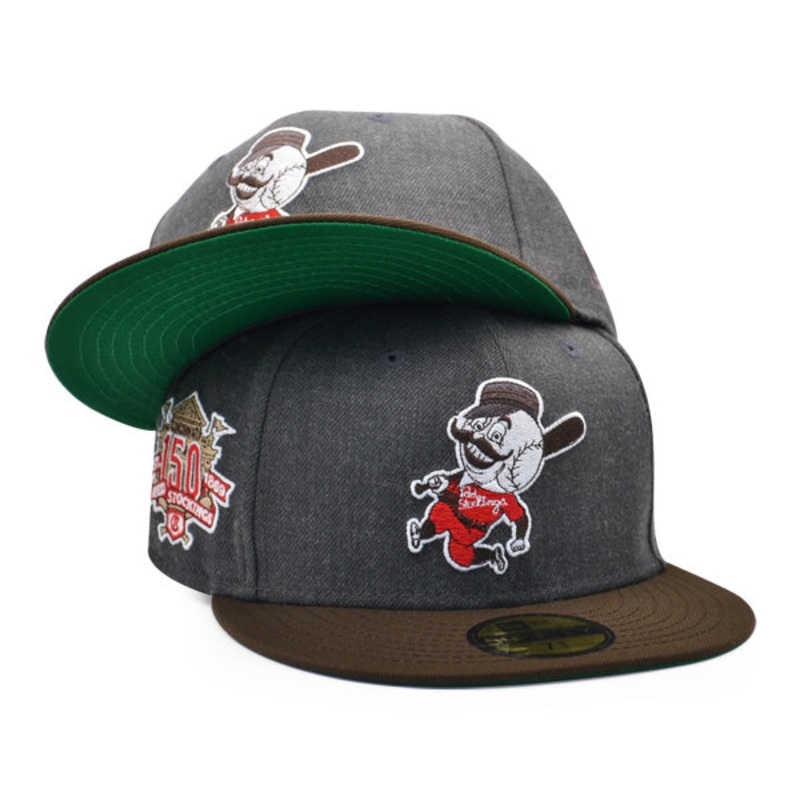 Cincinnati Reds 150th ANNIVERSARY RED LEGS Exclusive New Era 59Fifty Fitted Hat – Heather Gray/Brown 7