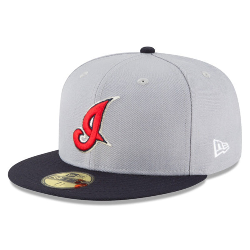 Cleveland Indian New Era 2002 Cooperstown Collection 59Fifty Fitted Hat – Gray/Navy 6 7/8