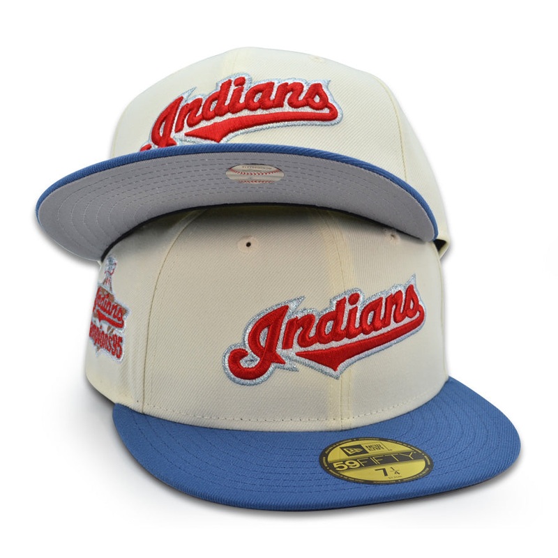 Cleveland Indians “ALL AMERICAN” Exclusive New Era 59Fifty Fitted Hat – Chrome/Sneaky Blue 6 7/8