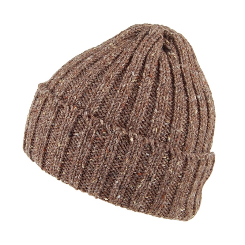 Highland 2000 Kilcarra Wool Cuffed Beanie Hat – Brown 1-Size