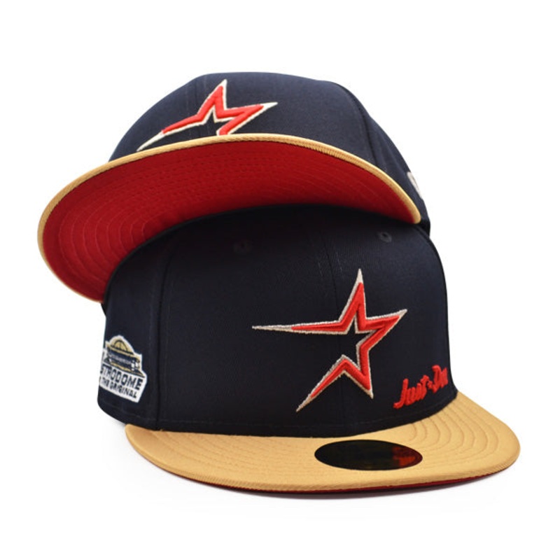 Houston Astros JUST DON Astrodome The Original Exclusive New Era 59Fifty Fitted NBA Hat  Navy/Gold/Red Bottom 7