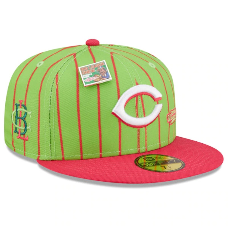New Era MLB x Big League Chew  Cincinnati Reds Wild Pitch Watermelon Flavor Pack 59FIFTY Fitted Hat – Pink/Green