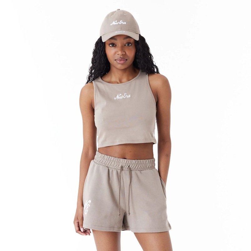 New Era Womens Brown Crop Tank Top XS