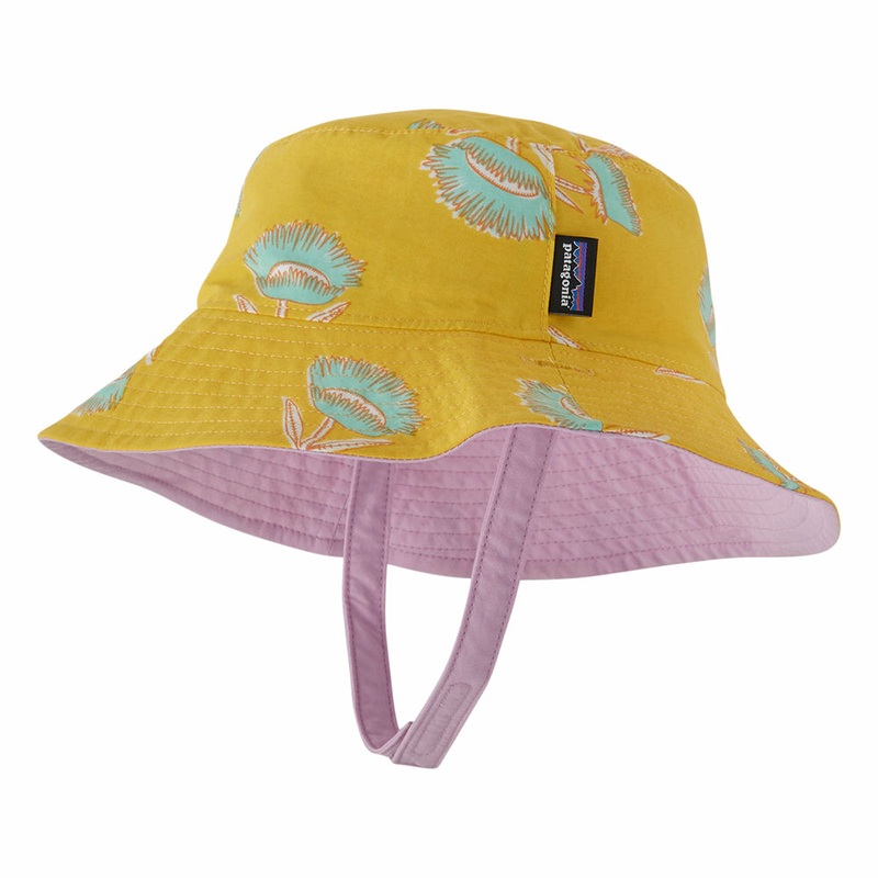 Patagonia Hats Baby Summer Plant Reversible Sun Bucket Hat – Pink-Yellow 3-6 Months