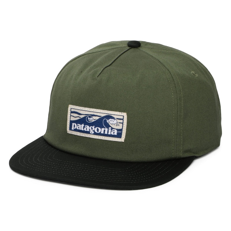 Patagonia Hats Boardshort Label Funfarer Organic Cotton Baseball Cap – Green Adjustable
