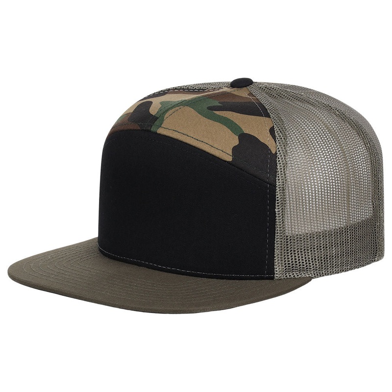 Richardson 168 7 Panel Trucker – Black/Camo Adjustable