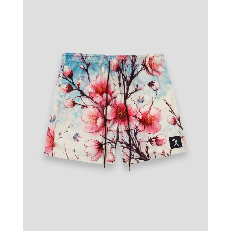 Cherry Blossom Baseball Diamond Lux Satin Shorts Small