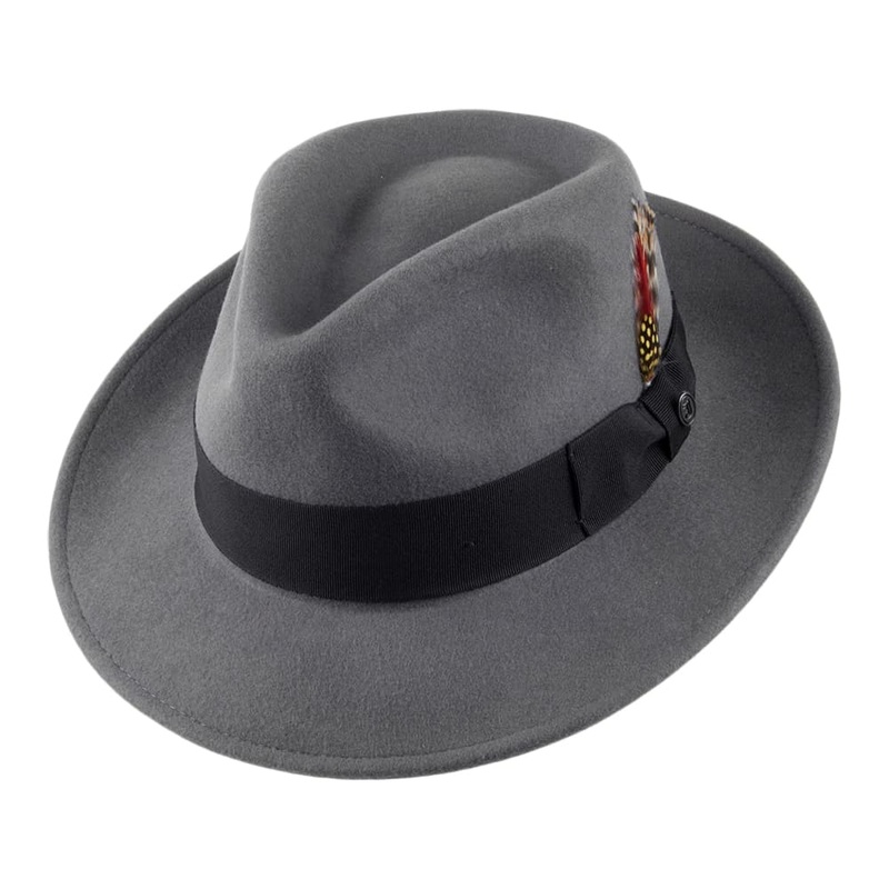 Jaxon & James Crushable C-Crown Wool Felt Fedora Hat – Grey S
