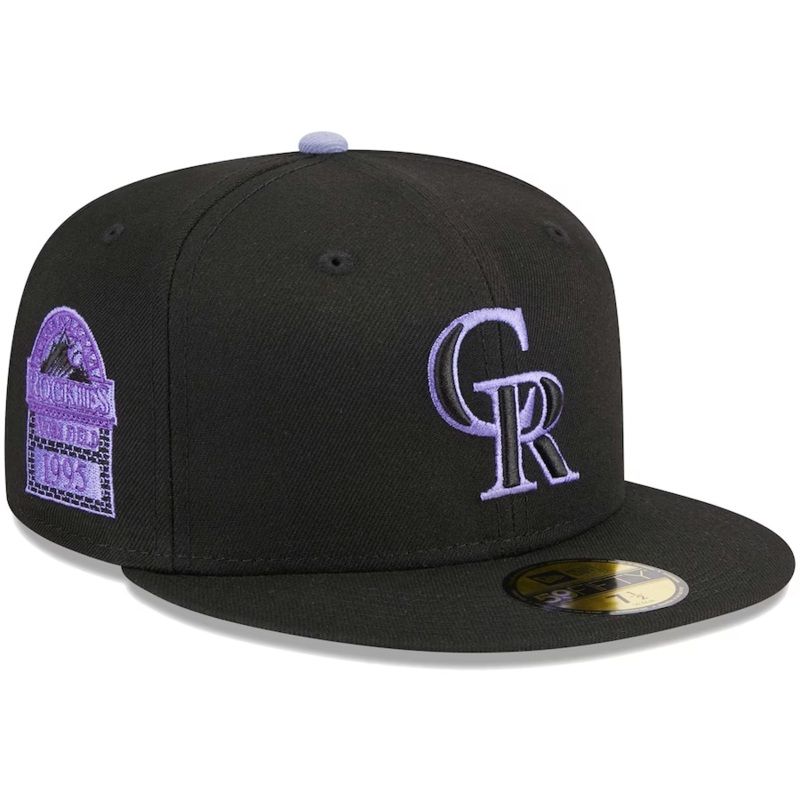 New Era Colorado Rockies Black/Purple Pastel Undervisor 2023 59FIFTY Fitted Hat
