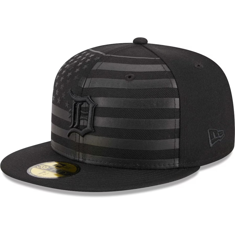 New Era Detroit Tigers All Black American Flag 2023 59FIFTY Fitted Hat