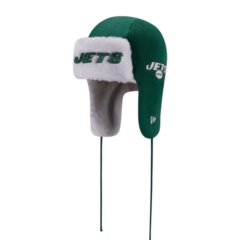 New York Jets New Era NFL Helmet Head Trapper Knit Hat – Green/White